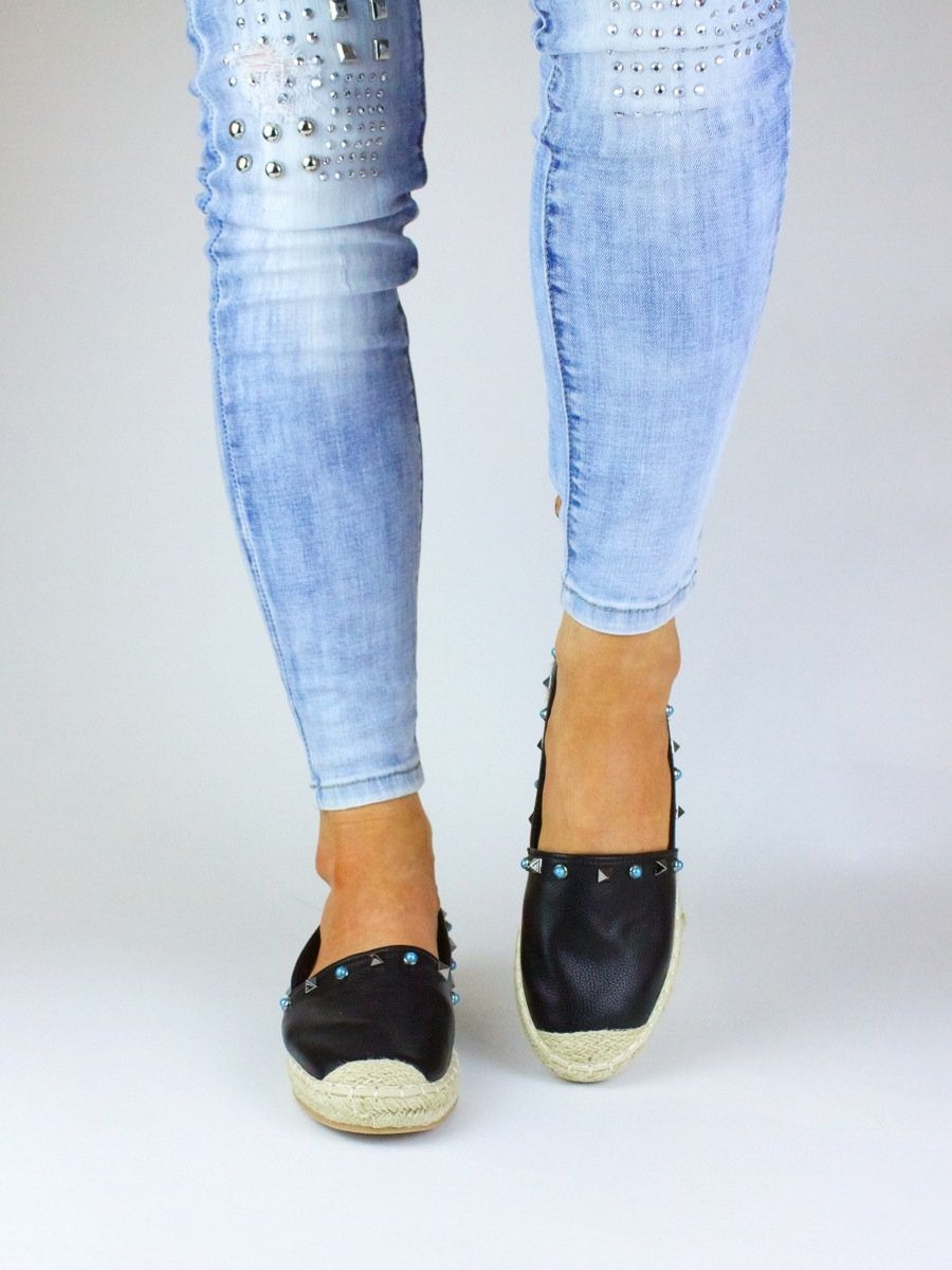 Gigi Black Stud Espadrilles