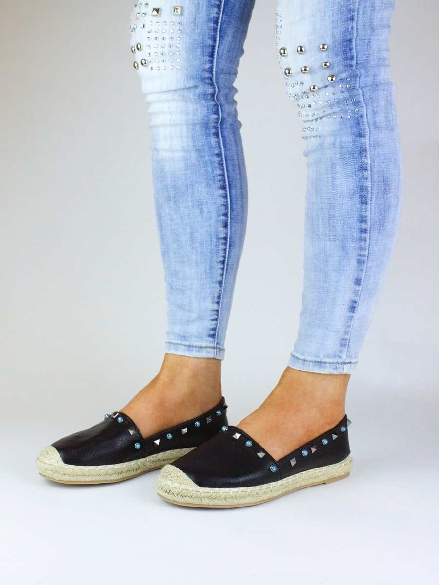 Gigi Black Stud Espadrilles