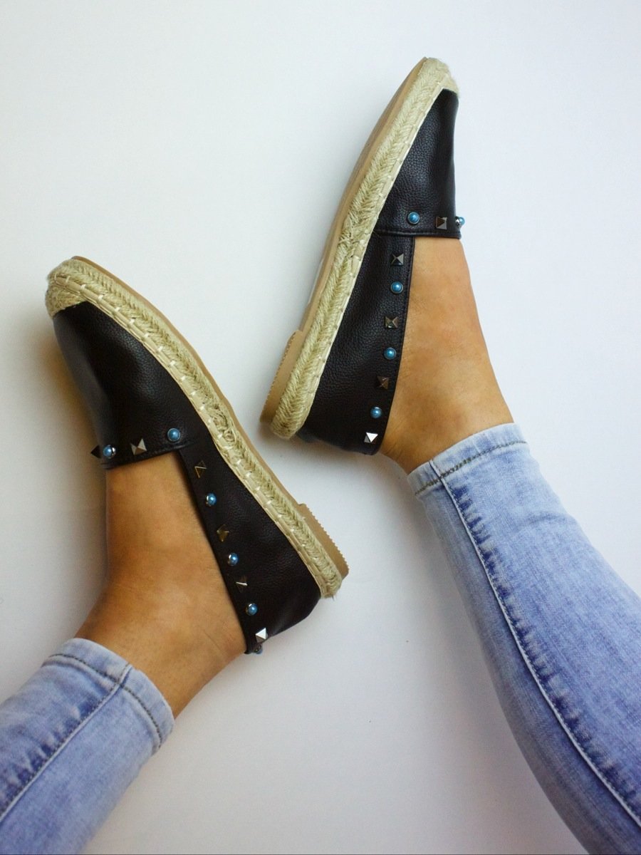 Gigi Black Stud Espadrilles