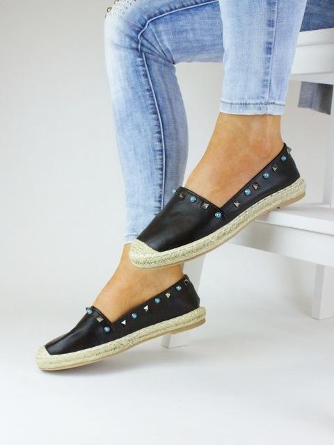 Gigi Black Stud Espadrilles