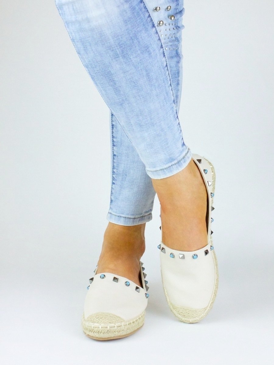 Gigi Cream Stud Espadrilles