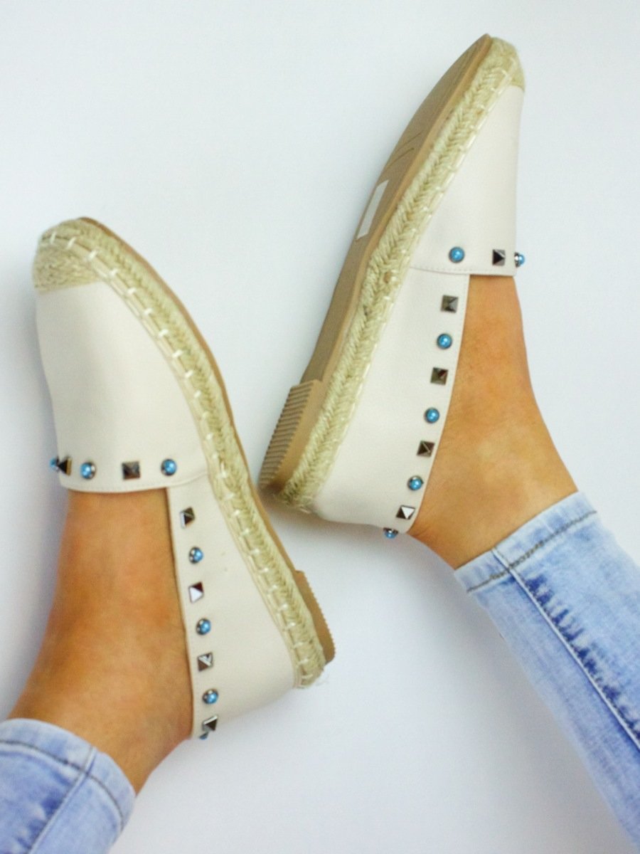 Gigi Cream Stud Espadrilles