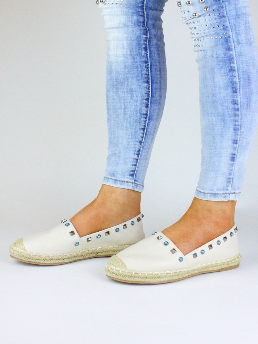 Gigi Cream Stud Espadrilles