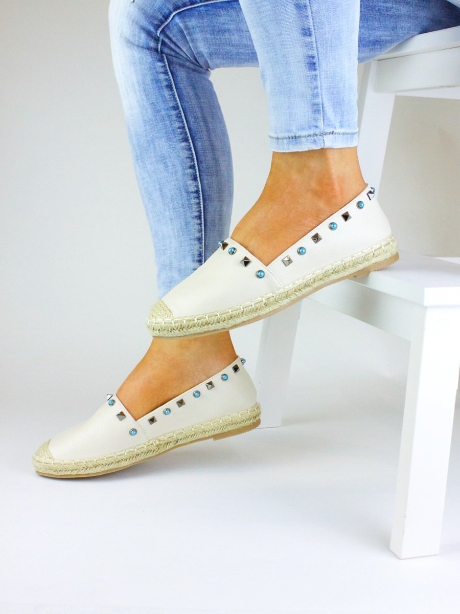 Gigi Cream Stud Espadrilles