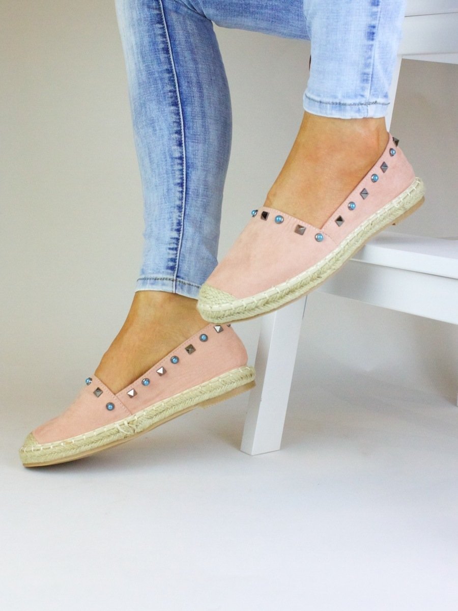 Gigi Pink Stud Espadrilles