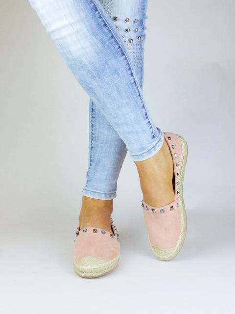 Gigi Pink Stud Espadrilles