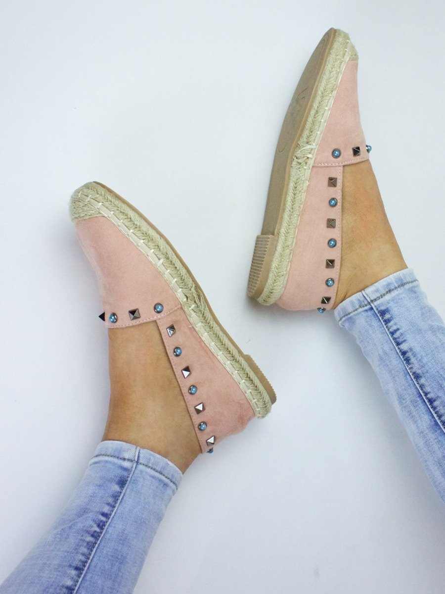 Gigi Pink Stud Espadrilles