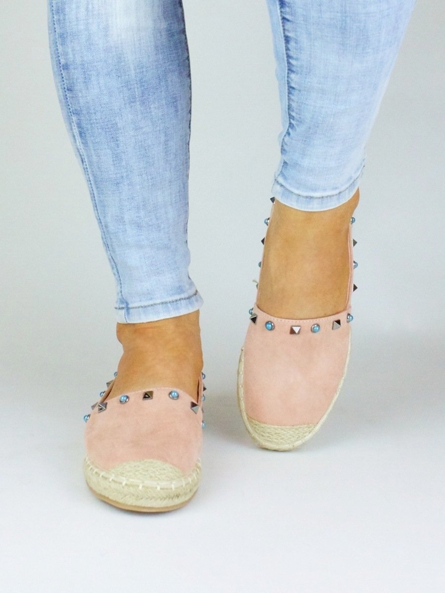 Gigi Pink Stud Espadrilles