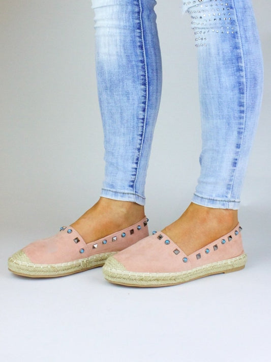 Gigi Pink Stud Espadrilles