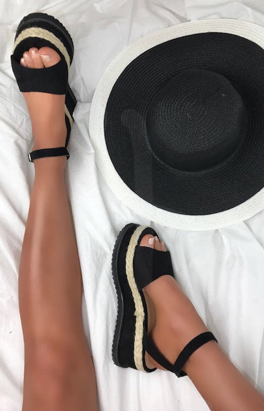 Harlow Black Espadrille Flatforms