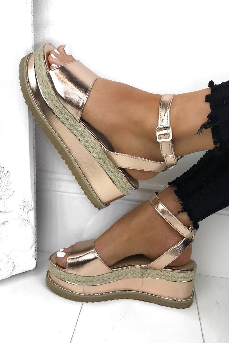 Harlow Rose Gold Espadrille Flatforms