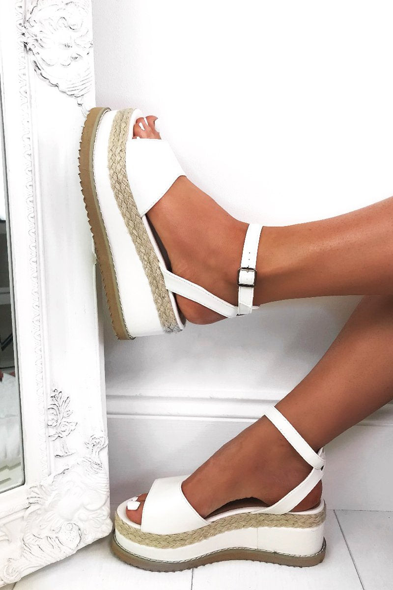 Harlow White Espadrille Flatforms