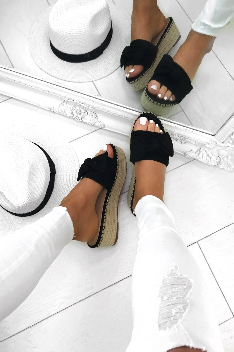 Harper Black Bow Espadrille Sliders