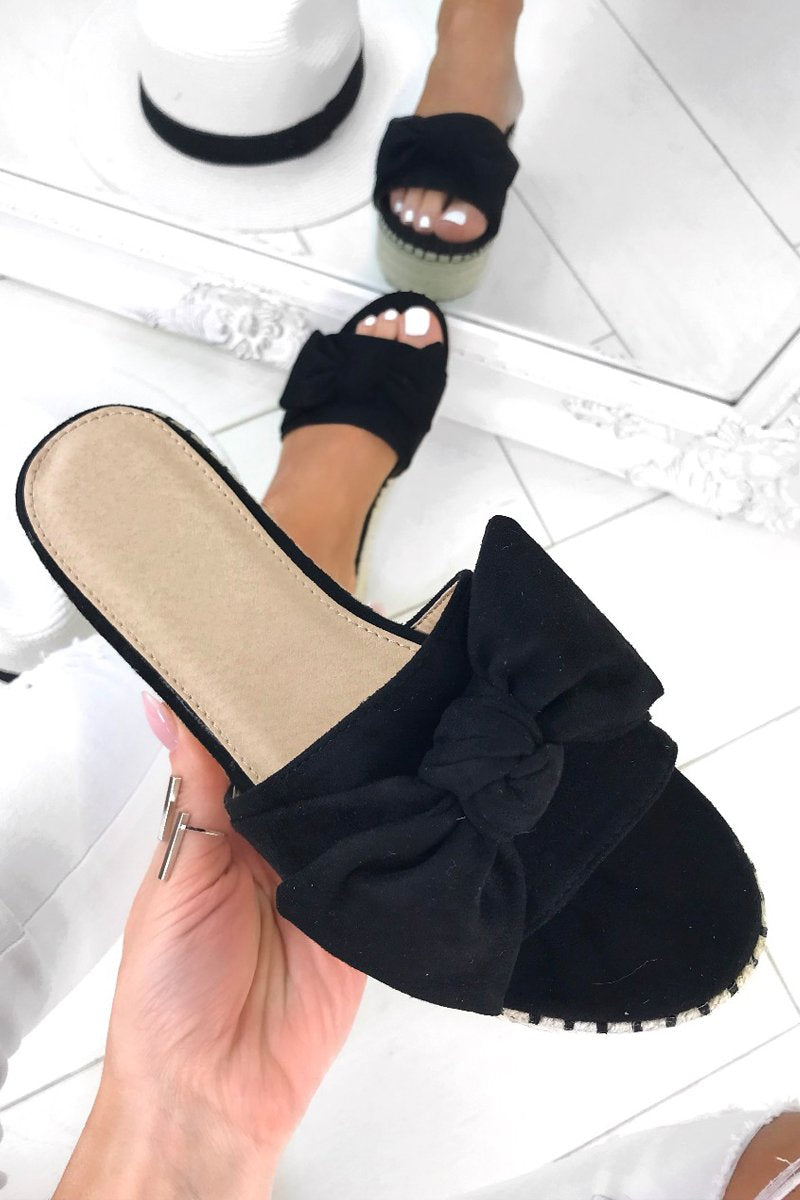 Harper Black Bow Espadrille Sliders