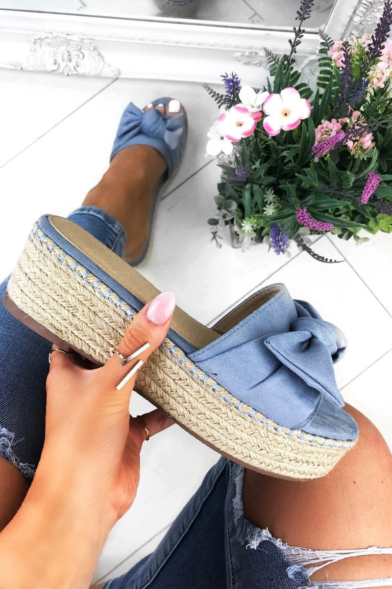 Harper Blue Bow Espadrille Sliders