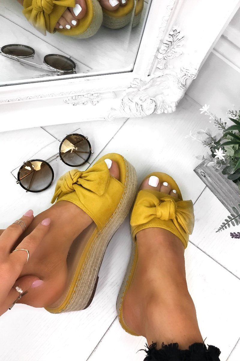 Harper Yellow Bow Espadrille Sliders