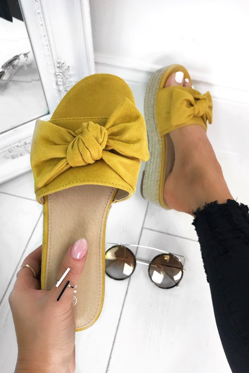 Harper Yellow Bow Espadrille Sliders