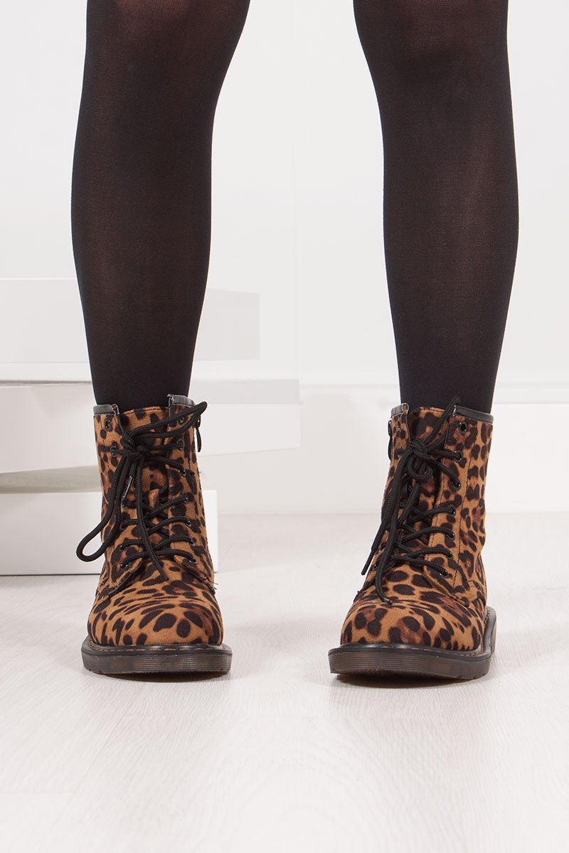 Harriet Leopard Print Faux Suede Ankle Boots