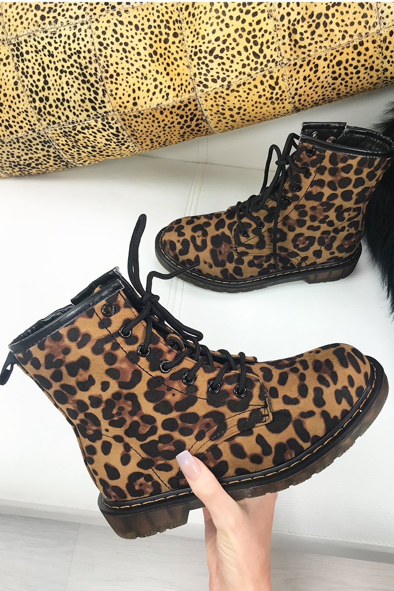 Harriet Leopard Print Faux Suede Ankle Boots