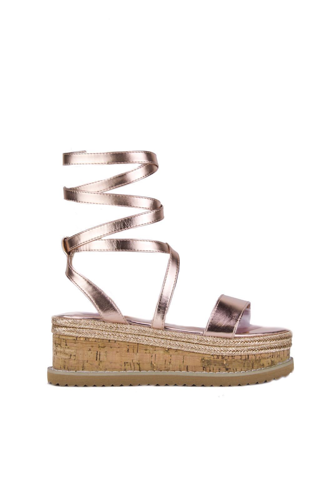 Indigo Rose Gold Wrap Up Espadrille Flatforms