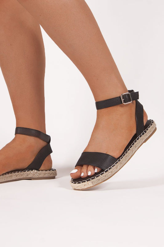 Isabella Black Espadrille Sandals