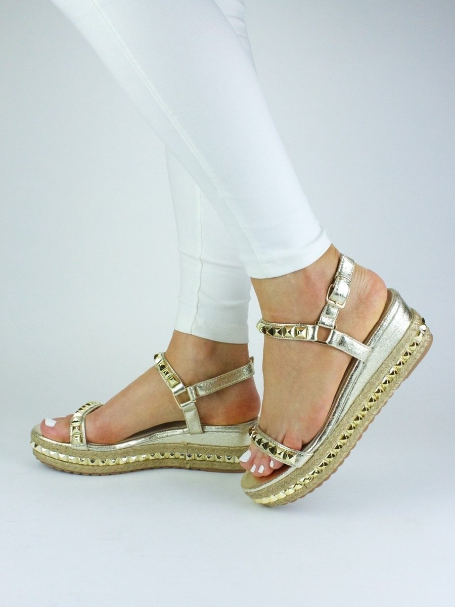 Isabella Gold Stud Flatform Sandal