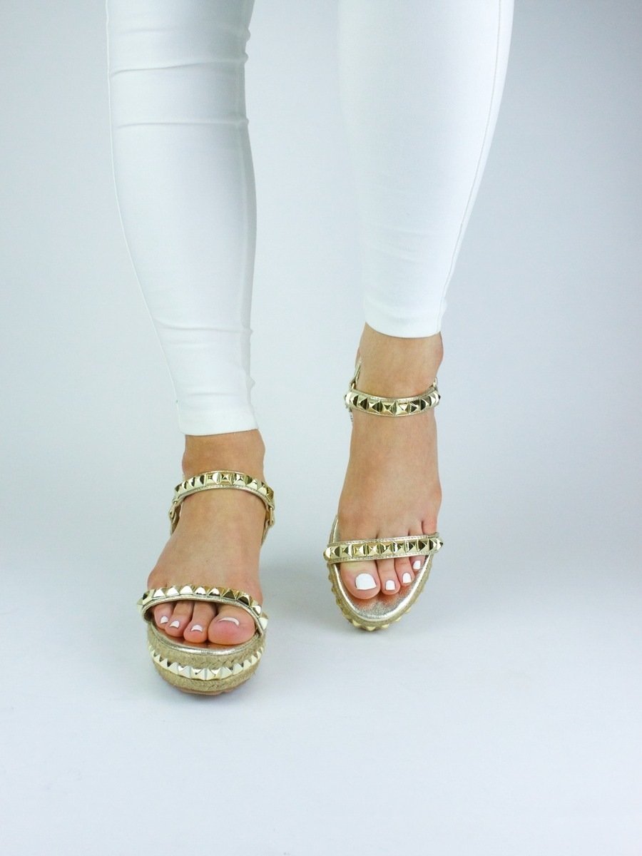 Isabella Gold Stud Flatform Sandal