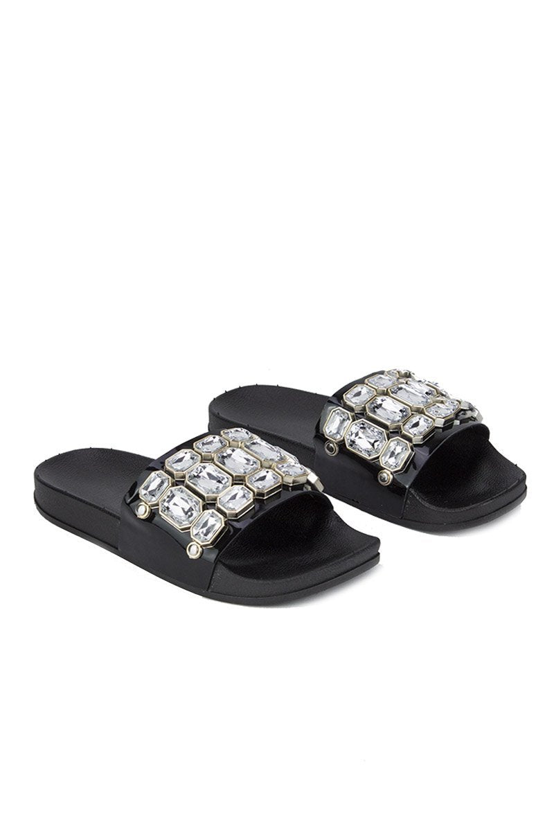 Jenabelle Black Jewel Sliders