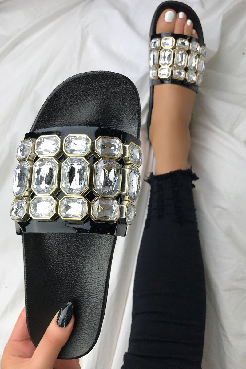 Jenabelle Black Jewel Sliders