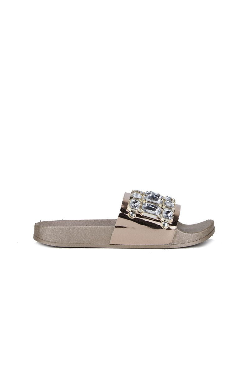 Jenabelle Rose Gold Jewel Sliders