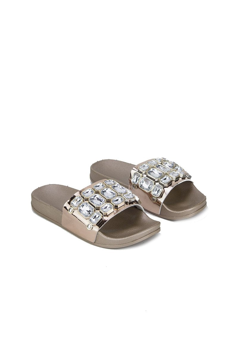 Jenabelle Rose Gold Jewel Sliders