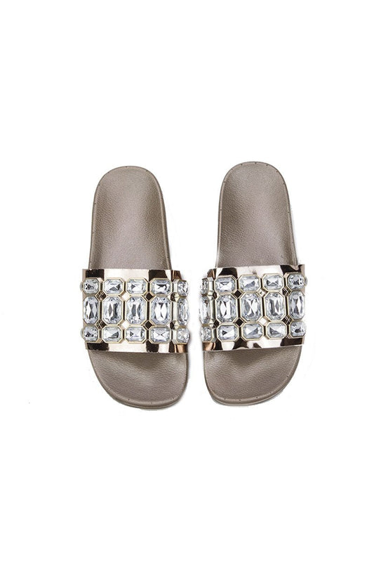 Jenabelle Rose Gold Jewel Sliders