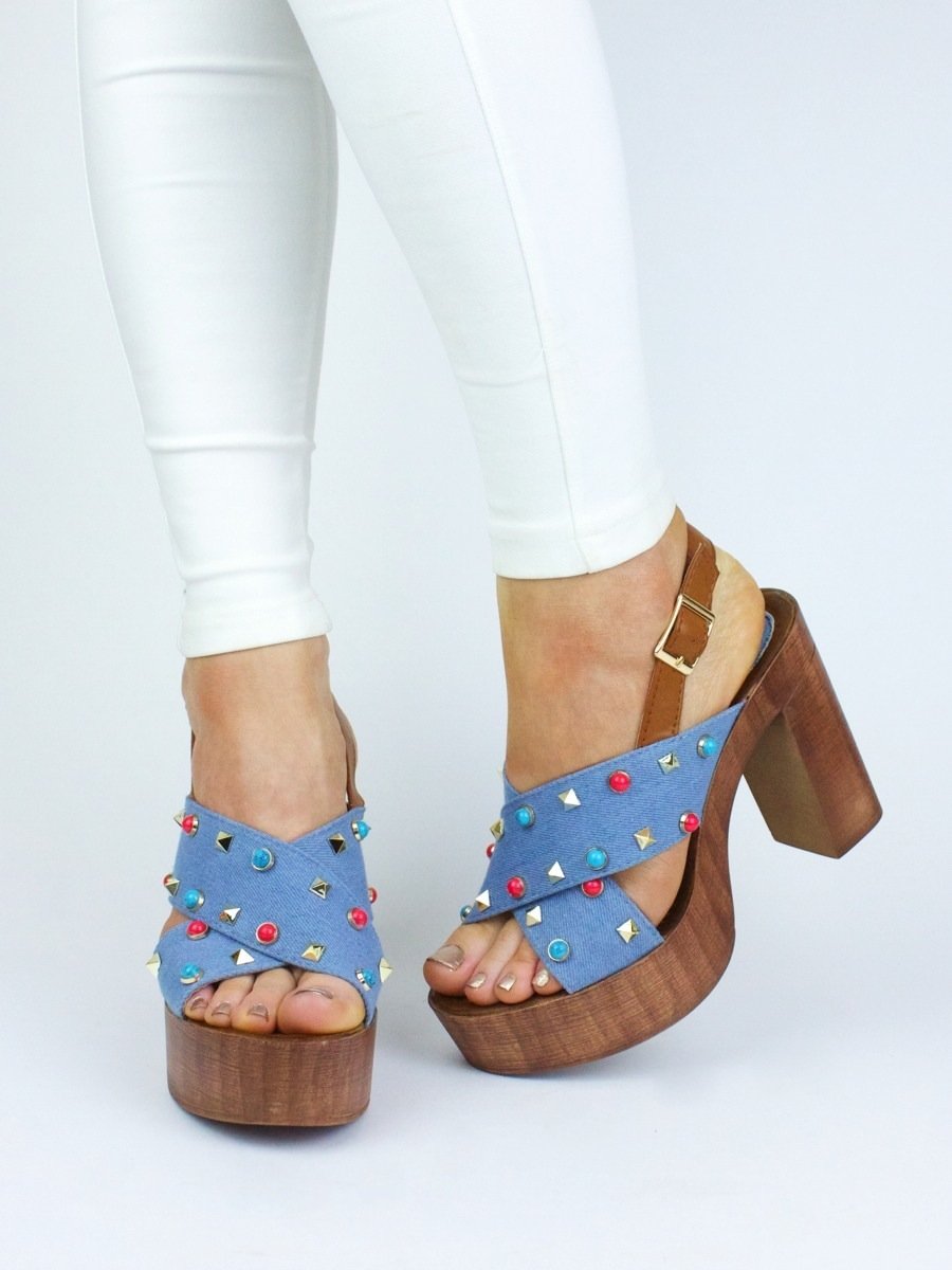 Jessica Denim Stud Platforms