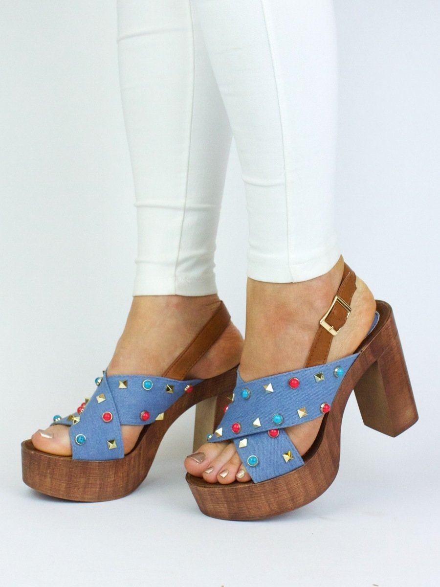 Jessica Denim Stud Platforms