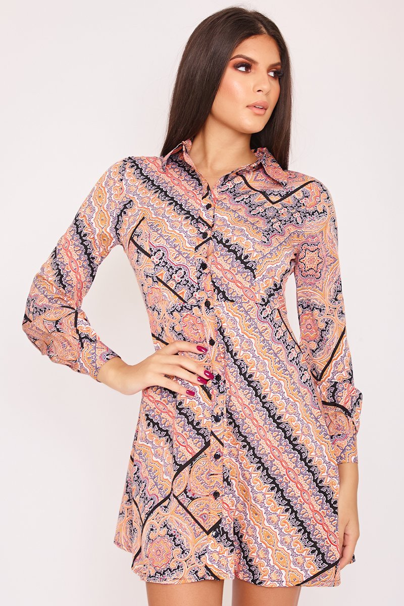 Jolene Scarf Print Shirt Dress