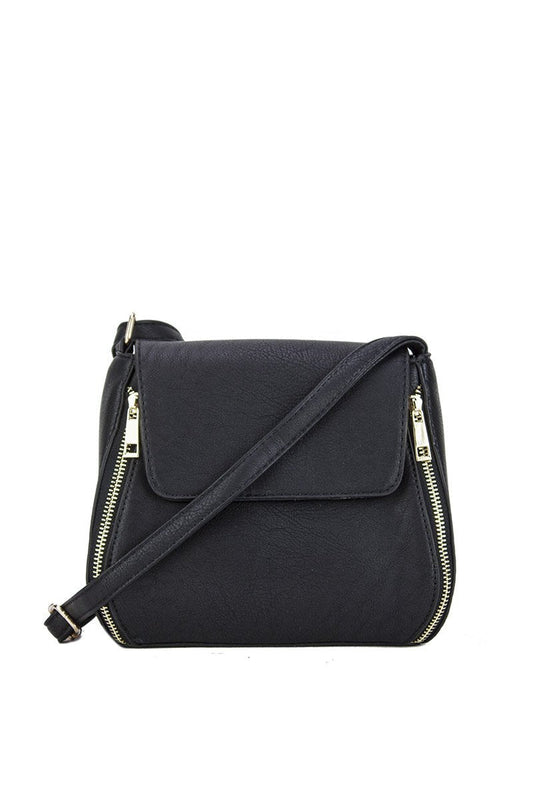 Kara Black Cross Body Bag With Gold Detail