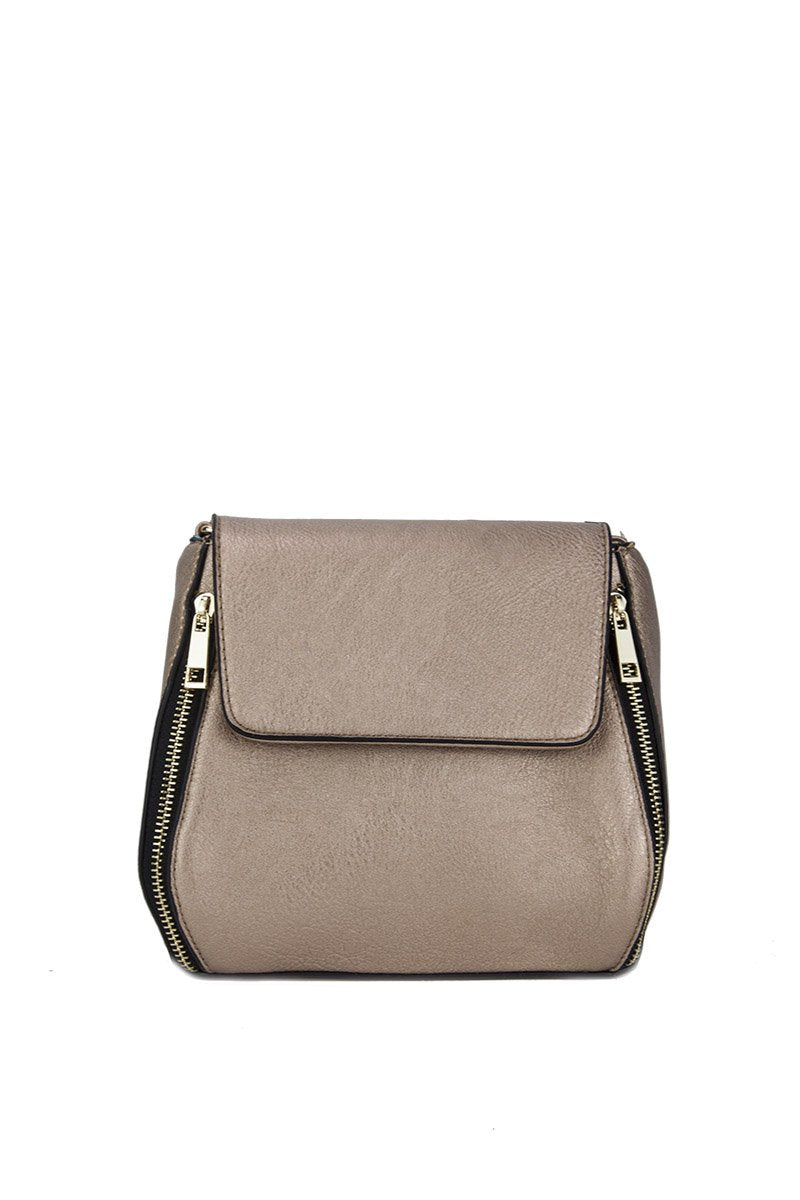 Kara Bronze Cross Body Bag With Gold Detail