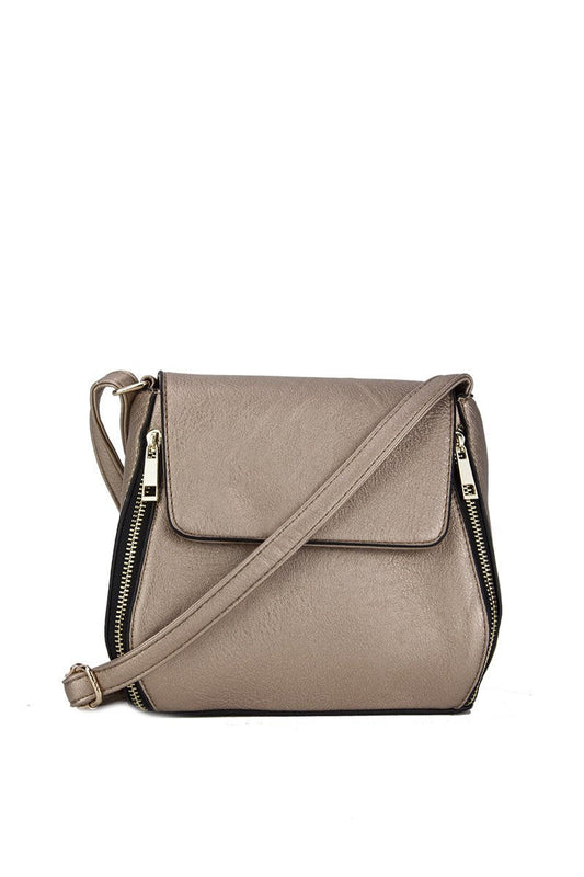 Kara Bronze Cross Body Bag With Gold Detail