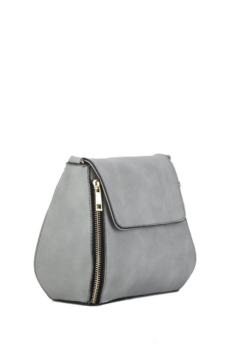 Kara Grey Cross Body Bag With Gold Detail