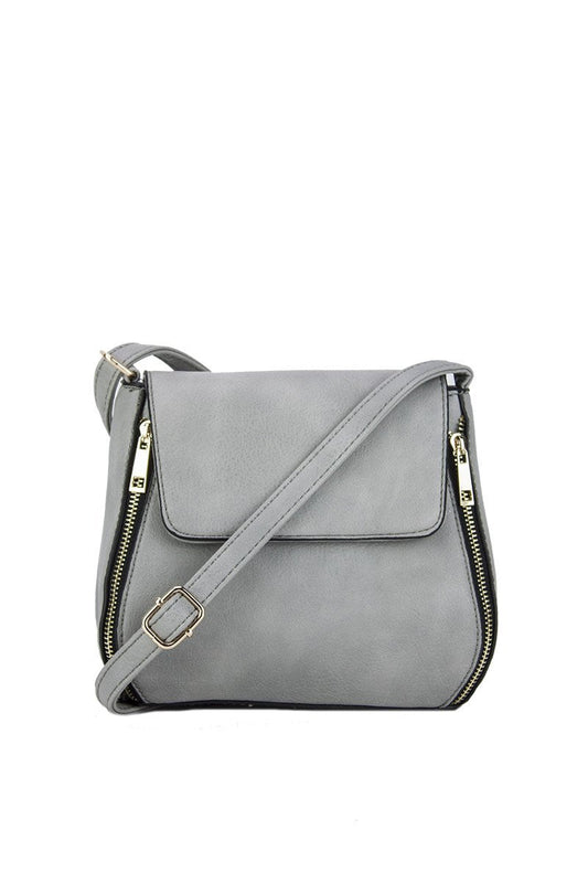 Kara Grey Cross Body Bag With Gold Detail