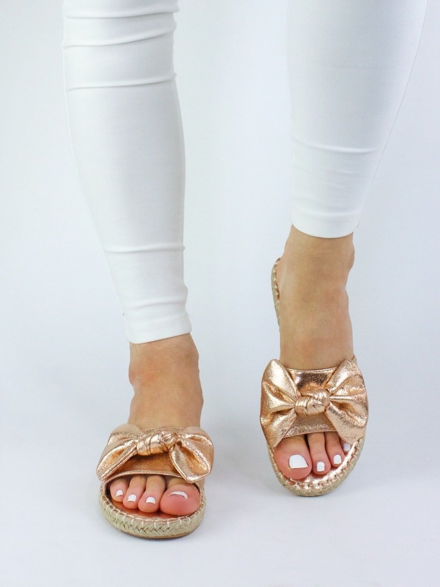 Kassi Rose Gold Bow Espadrille Slider