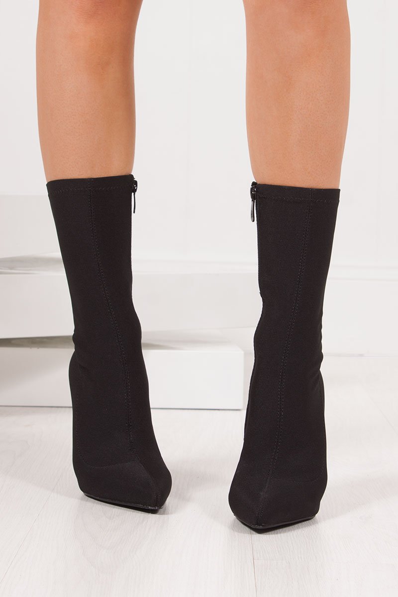 Katelyn Black Knitted Stiletto Sock Boots