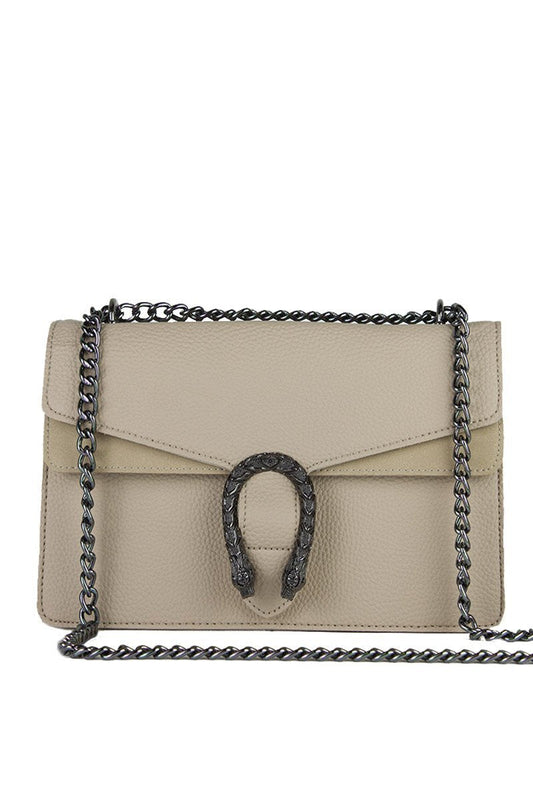 Kayleigh Beige Tiger Chain Shoulder Bag