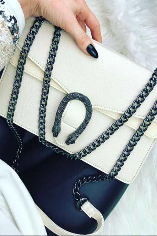 Kayleigh Cream Tiger Chain Shoulder Bag