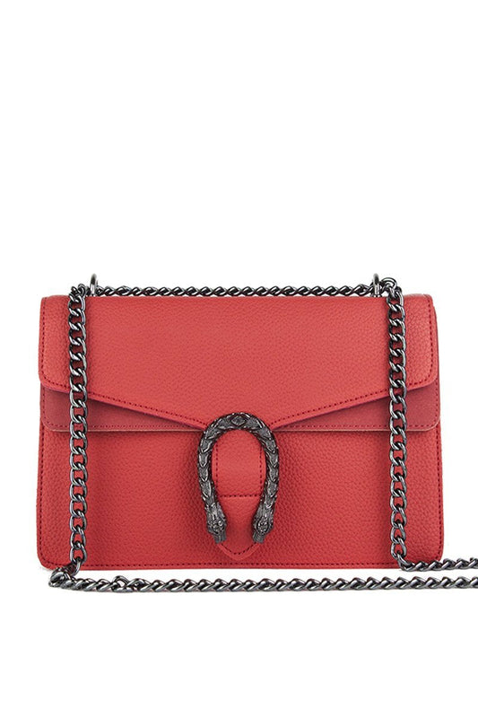 Kayleigh Red Tiger Chain Shoulder Bag