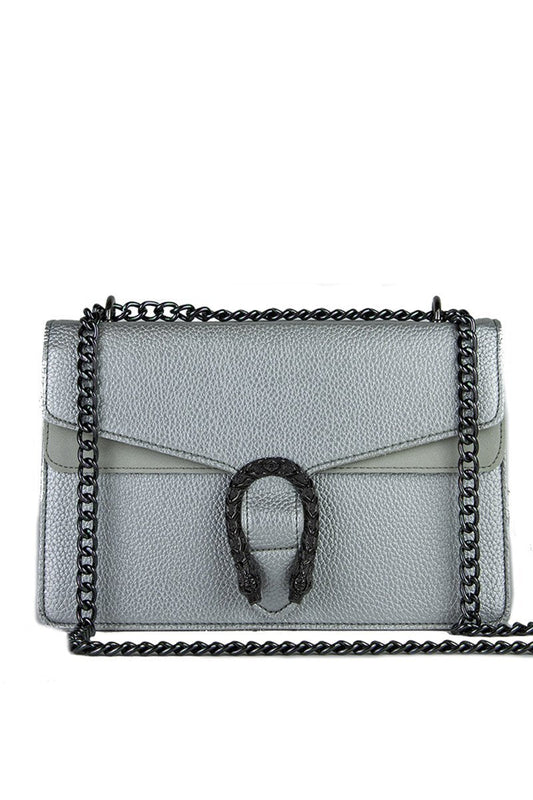 Kayleigh Silver Tiger Chain Shoulder Bag