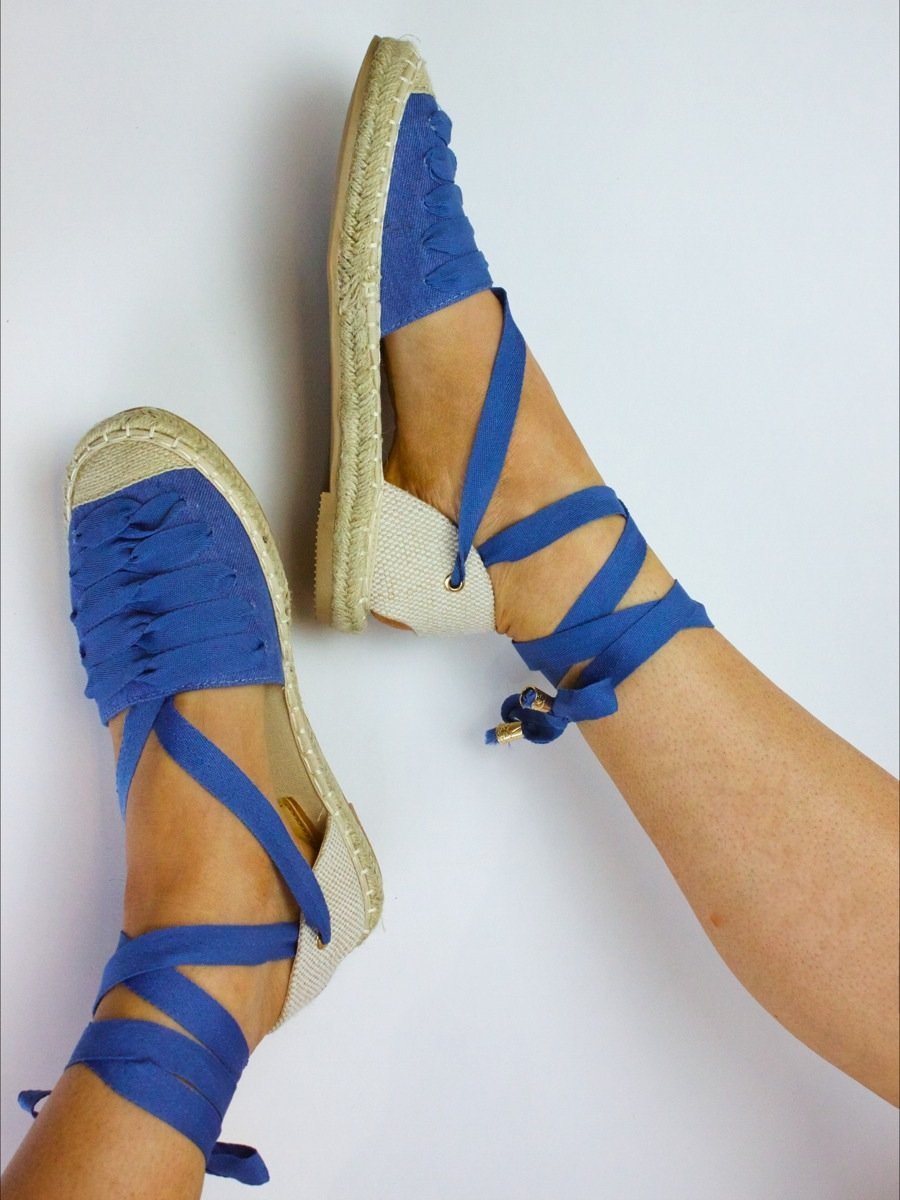 Kendall Blue Denim Wrap Up Espadrilles