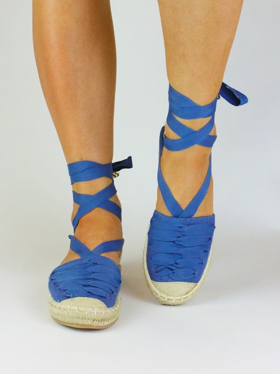 Kendall Blue Denim Wrap Up Espadrilles