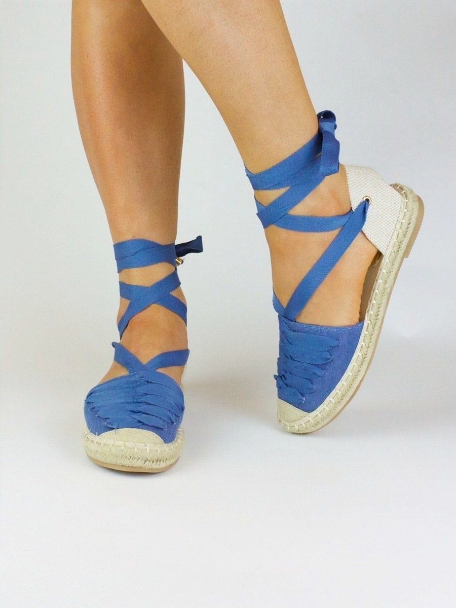 Kendall Blue Denim Wrap Up Espadrilles