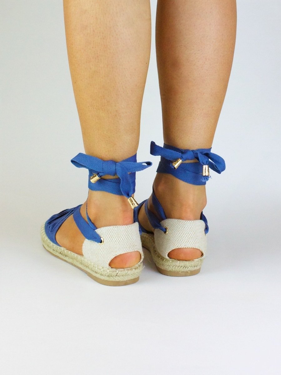 Kendall Blue Denim Wrap Up Espadrilles